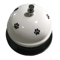 Clopotel Metalic Multifunctional, Flippy, Alb cu Imprimeu Labuta Neagra, 7.5x7.5x6.5 cm, Dresaj, Receptie, Restaurante