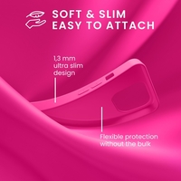 Husa pentru Apple iPhone 14 Flippy, Liquid Silicone, cu Microfibra pe interior, Protectie Antisoc, Roz-Fuchsia