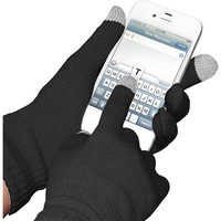 Manusi de Dama, Flippy, Functie Touchscreen (ecran tactil), Material Acril Tricotat, Manseta Elastica, Interior Catifelat, Marime Universala, Negru