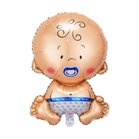 Balon din Folie Metalizata, Flippy, Figurina Baietel, Tema Botez, 73x48 cm, Ambalaj Individual, Pai Inclus, Umflare cu Aer sau Heliu, Albastru