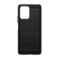 Husa Protectie pentru Xiaomi Redmi Note 12 5G, Flippy, din Silicon TPU Moale, Textura Periat, Anti Cadere, cu Element Carbon, Negru