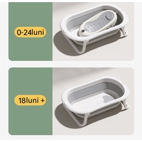 Cada de Baie Pliabila, Flippy, cu Suport, Indicator de Temperatura, 0-8 Ani, din PP+TPR, 45 l Capacitate, 80 x 50 x 23 cm, Gri