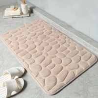 Covoras pentru Baie Antiderapant, Flippy, Uscare Rapida, Model 3D Piatra, 40x60 cm, Bej