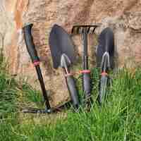 Set 7 Unelte de Gradina Flippy, pentru Plantare Prelucrare Sol si Ingrijire Plante, Material PVC si cardboard, 31.5 x 8 cm, negru