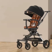 Carucior Sport Flippy 3in1, 6-36 Luni, Pliabil, Tavita pentru Masa, Pat de Dormit, Centura de Siguranta, Roti 360 Grade, Reversibil, Parasolar, Maner Reglabil, 64 x 35 x 100 cm, Negru