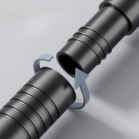 Bara Telescopica Multifunctionala, Flippy, din Otel Inoxidabil si ABS, Utilizare Universala, Extensie 185 - 205 cm, Fara Perforare Perete, Negru
