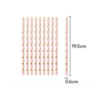 Set 10 Paie, Flippy, din Hartie, 19.5 cm, Model cu Buline Aurii, Roz