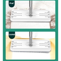 Set de curatenie Flippy, mop si galeata, galeata 6 l, 2 rezerve microfibra incluse, design modern, pentru interior, material plastic, peri sintetici, plat, cu storcere, bej