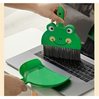 Set Mini Matura si Faras, Flippy, LITTLE CLEANER, Uz Casnic, pentru Birou, Bucatarie, Casa, Model Broscuta, 23 x 18 cm, Verde