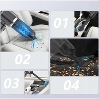 Aspirator Portabil Auto, Flippy, pentru Casa si Masina, 3 Viteze, Incarcator Tip-C cu Incarcare Rapida, Tub Prelungitor, 2000mAh, 7 Capete de Aspirare si Suflare, 21x20x6.5 cm, Negru