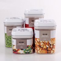 Cuutii de Depozitare Alimente, Flippy, Set din 4 Cutii pentru Condimente in Bucatarie, Cutii de tip Container, Diferite Dimensiuni, cu Capac Ermetic, din Plastic PP, Transparent