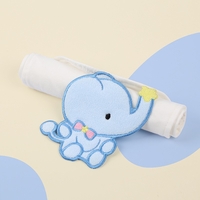 Prosop Absorbant, Flippy, din Bumbac, pentru Bebelusi, 19x28 cm, Model Elefantel, Alb
