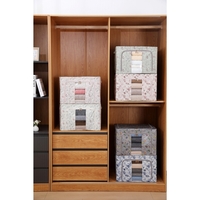 Cutie Depozitare, Flippy, 66L, din Material Textil, 50 x 40 x 33 cm, pentru Haine si Lenjerii, Model Bambus, Galben