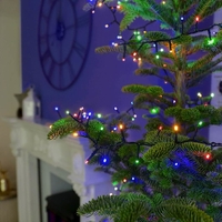 Instalatie Craciun, 80 m, 800 Led-uri ,Liniara, Rosu/Albastru/Rosu/Verde, Flash, Transformator cu telecomanda, Interconectabila, Prelungitor 5 m inclus, Fir Verde, Flippy