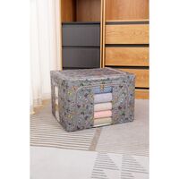 Cutie Depozitare, Flippy, 66L, din Material Textil, 50 x 40 x 33 cm, pentru Haine si Lenjerii, Model Fluturasi, Gri Inchis