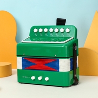 Acordeon Pentru Copii, Flippy, Acordeon Jucarie pentru Educatie Timpurie, 7 butoane 2 bass, Acordeon Instrument Muzical pentru Copii, 18 x 17 x 10 cm, Verde