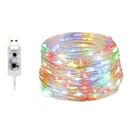 Instalatie Craciun, 5 metri, 50 LED-uri, multicolor RGB, sincronizare muzica, telecomanda 12 de functii, USB, fir cupru, liniar, interior/exterior, Flippy