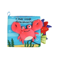 Carte Senzoriala, Flippy, pentru Bebelusi, 15x16x4 cm, cu Animalute, 3D, Cu Sunete si Fosnete, 0-3 Ani, Model Crab, Multicolor