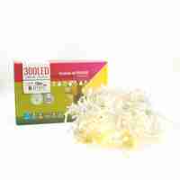 Instalatie Craciun Yoto, Tip Franjuri/Turturi, 12 m, 300 LED-uri, Prelungitor 1.5 m, 8 Jocuri de Lumini, Interconectabila, Conectare la Retea, Fir transparent, Interior/Exterior, Alb Cald