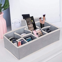 Cutie De Depozitare, Flippy, Pentru Lenjerie, Sosete Si Sutiene, Material Textil, 8 Compartimente, 32 x 16 x 10 cm, Culoare Gri