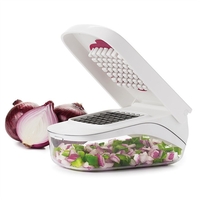 Feliator pentru Legume, Flippy, Ustensila Bucatarie, Presa Manuala pentru Carfoi Pai, Multifunctional, 20x12.5x10 cm, ABS, Alb