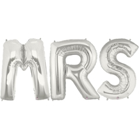 Set Baloane din Folie Metalizata, Flippy, Figurine Litere, Model MR&MRS, Tema Nunta, 40 cm, Baloane Party, Ambalaj Individual, Pai inclus, Umflare cu Aer sau Heliu, Argintiu