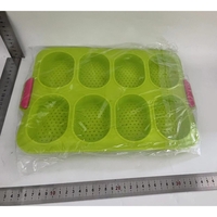 Forme de Silicon pentru Copt, Flippy, 8 Forme Ovale, pentru Paine si Prajituri, 34.5 x 23.8 x 2.5 cm, Verde/Roz