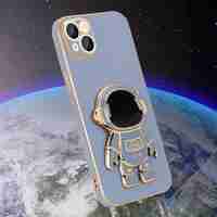 Husa de Protectie TPU 2in1, Flippy, pentru Apple iPhone 14 Plus, Astronaut cu Suport, Antisoc, Rezistenta la Impact, Protectie Camera, Albastru