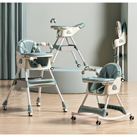 Scaun de Masa pe Roti pentru Copii, Flippy, 2 Tavite si Husa Detasabile, Multifuncțional, Stabil, Centura de Siguranta, Spatar Reglabil Moale, Balansoar, Cos de Depozitare, de la 6 Luni, Verde