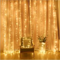 Instalatie Craciun, Tip Perdea, IP44, 2 m x 2 m, 240 LED-uri, Alb cald, cu flash, Transformator, Interconectabila, Prelungitor 5 m inclus, Fir transparent, Interior/ Exterior, Flippy