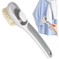 Perie Multifunctionala 2 in 1, Flippy, Perie Densa/Perie din Piele de Caprioara, cu Recipient Lichid, Maner Lung, 20.1x 4.3 x 5 cm, Gri