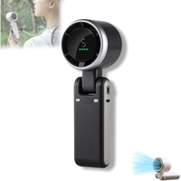 Mini Ventilator Portabil, Flippy, 5 Trepte de Viteza, Afisaj Digital, Incarcare USB, 5V, 2A, 5.95 x 5.2 x 17.2 cm, Negru