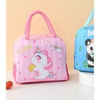 Geanta Termoizolanta pentru Copii, Flippy, 23x13x19 cm, Model Imprimeu Unicorn, din Folie de Aluminiu si Panza Oxford, Roz
