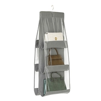 Organizator Genti 6 Compartimente Flippy, Suspendabil, 85 x 36 cm, gri