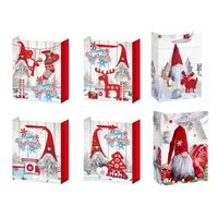 Set 6 Pungi Cadou, Flippy, Imprimeu Tematica Gnomi, Model Random, din Hartie, Impachetare Usoara a Cadourilor, 18.5x22.5x8.5 cm, Multicolor