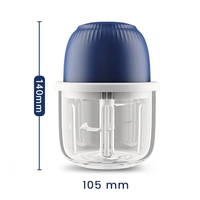 Tocator Electric pentru Bucatarie, Flippy, Model Presa Electrica pentru Legume Fructe Carne Umpluturi Sosuri, Otel Inoxidabil, 14 x 10.5 x 10.5 cm, 350 ml, Albastru Inchis