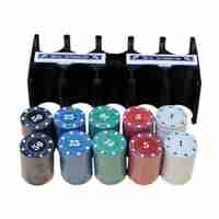 Set de Poker Complex cu 200 de jetoane Flippy, Include 2 seturi de carti, Texas Hold`em set, portabil, cutie depozitare