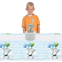 Fata de Masa, Flippy, din Plastic, Imprimeu Elefanti, 180 x 108 cm, Albastru