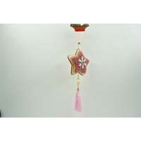 Ornament de brad stea, Flippy, roz, lemn/textil, 25 cm
