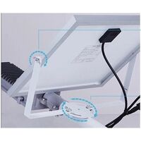 Proiector LED pentru stalp, casa, perete cu suport metalic inclus, Flippy, 38,5 cm x 14,2 cm, Rezistent la Apa IP65, cu Panou Solar, 240 COB LED, 100 W, Senzor de lumina, Timer, cu Telecomanda, intensitate reglabila, kit montaj inclus, Lumina Rece