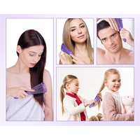 Perie Flexibila, Flippy, pentru Descurcat Par Cret/Umed si Uscat, 8 Brate Mobile, din TPE, 24.5 x 4.5 x 2 cm, Mov