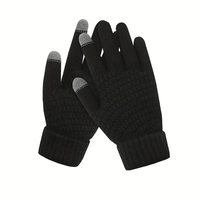 Manusi de Dama, Flippy, Functie Touchscreen (ecran tactil), Material Acril Tricotat, Manseta Elastica, Interior Catifelat, Marime Universala, Negru