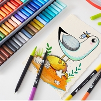 Set 120 Carioci, Flippy, pe Baza de Apa, 2 Tipuri de Varf, 1-2 mm, 0.4 mm, Corp Carioca Negru, din Plastic, Multicolor