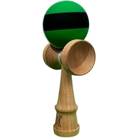 Kendama X Originala, Flippy, 18 cm, Profesionala, +9 Ani, din Lemn, Model cu Dunga, Negru/Verde