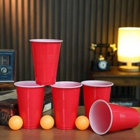 Joc de Baut BEER PONG, Flippy, Set din 24 Mingi de Tenis si 24 Pahare Reutilizabile, Joc Interactiv pentu Adulti, Albastru Portocaliu