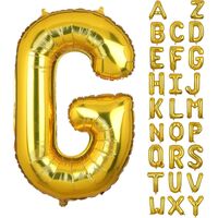 Balon Folie Metalizata Litera G, Flippy, 80 cm, Umflati cu Heliu sau Aer, Ambalaj Individual, Pai inclus, Auriu