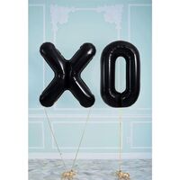 Balon Folie Metalizata Litera X, Flippy, 40 cm, Umflati cu Heliu sau Aer, Ambalaj Individual, Pai inclus, Negru