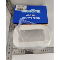 Cutie de Depozitare Alimente, Flippy, 450 ml, Capac Alb, din ABS+Silicon, 14.5 x 9 x 6 cm, Transparent