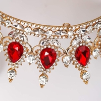 Diadema, Flippy, din Aliaj, cu Cristale, Accesoriu Par, Aniversare, Nunta, Petrecere, 15 x 5.3 x 12.5 cm, Rosu/Alb
