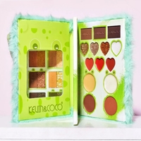 Set de Machiaj Kevin&Coco, 38 culori, Fard Ochi, Iluminatoare si Contouring, Husa Pufoasa, Model Broscuta, 17.3x12.5x5 cm, Multicolor